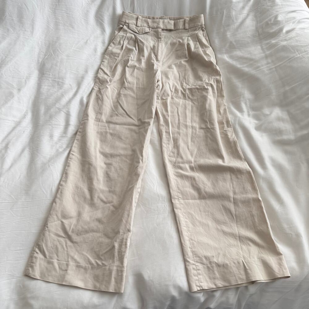Banana Republic Wide Leg Trouser Pants Beige High Rise Women’s Size 4
